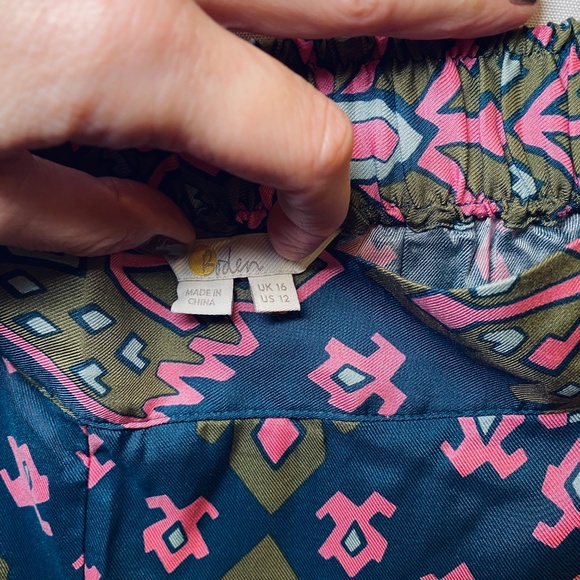 Boden geo print wide leg pant in blue, green and pink. Sz 12 - Picture 4 of 9